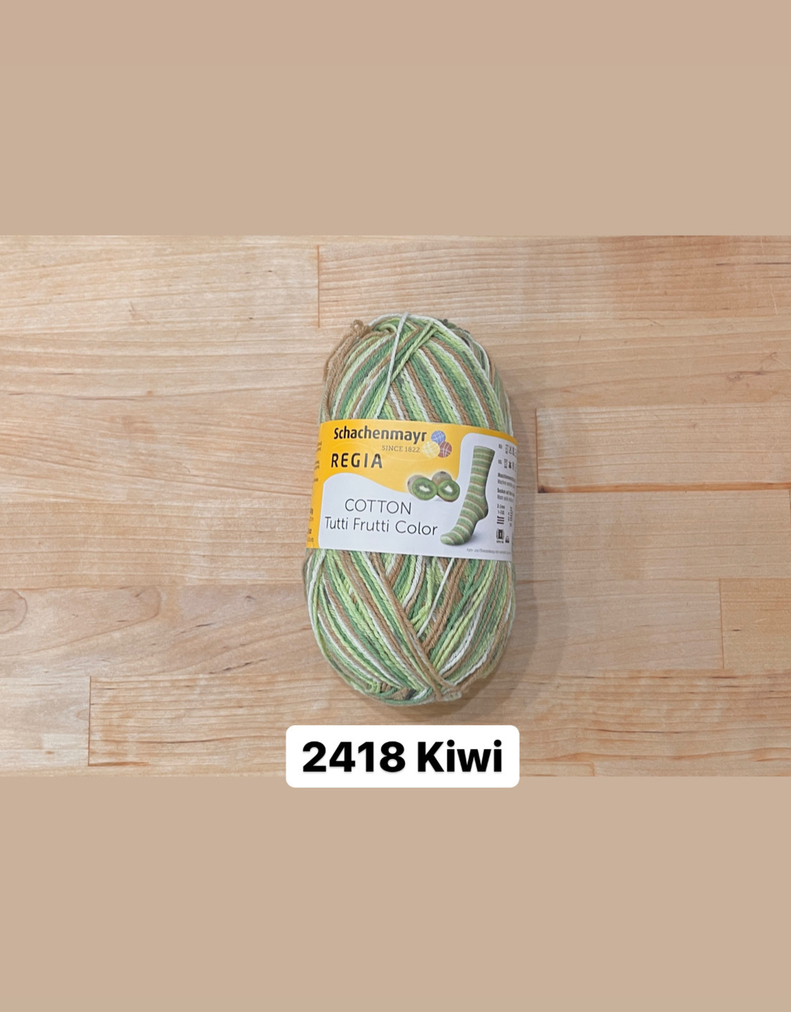 Schachenmayr Yarns, Regia Cotton Tutti Frutti Color 2418 Kiwi Sock Yarn