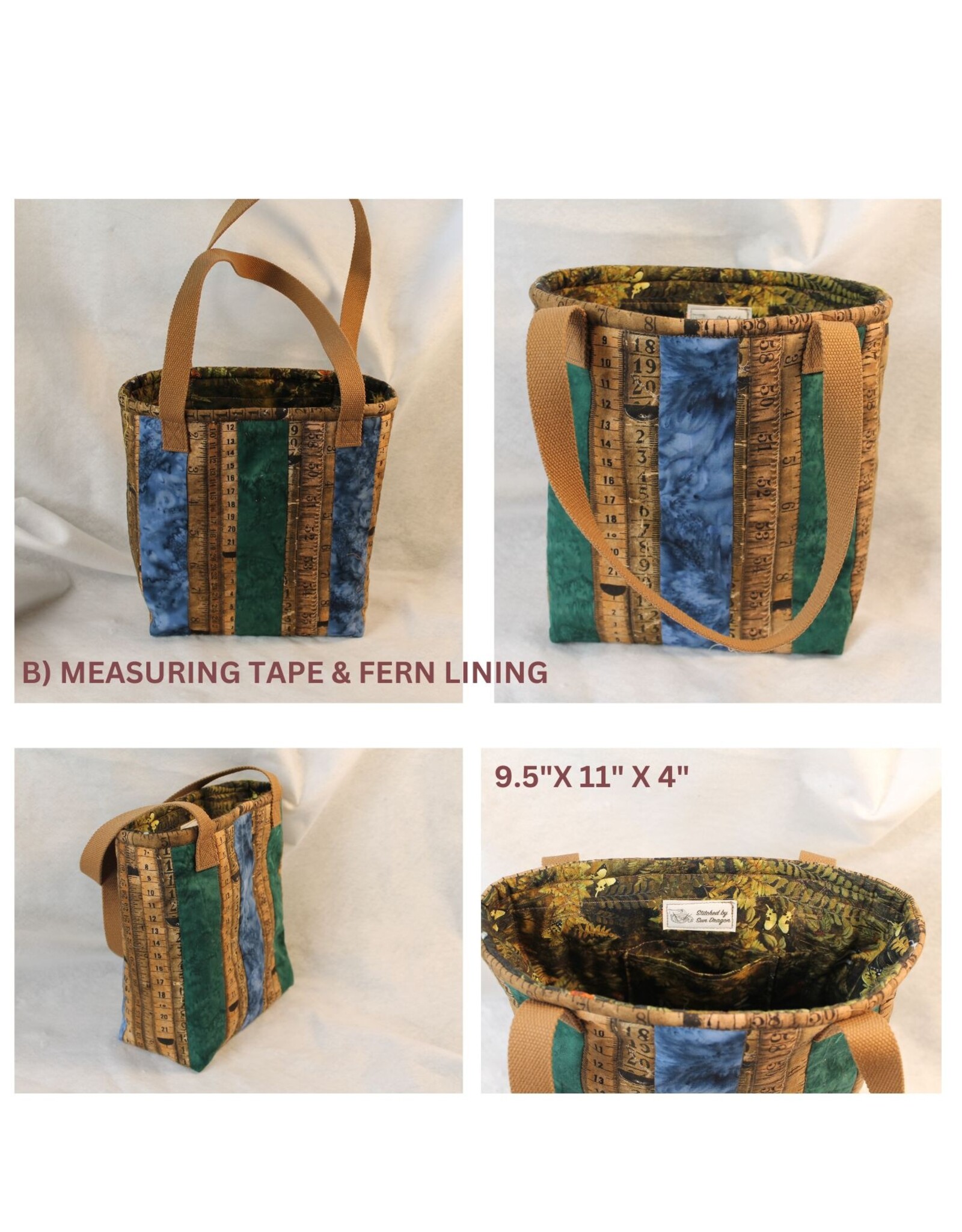 Stitched by Sun Dragon Stitched by Sun Dragon Medium Tote Bag