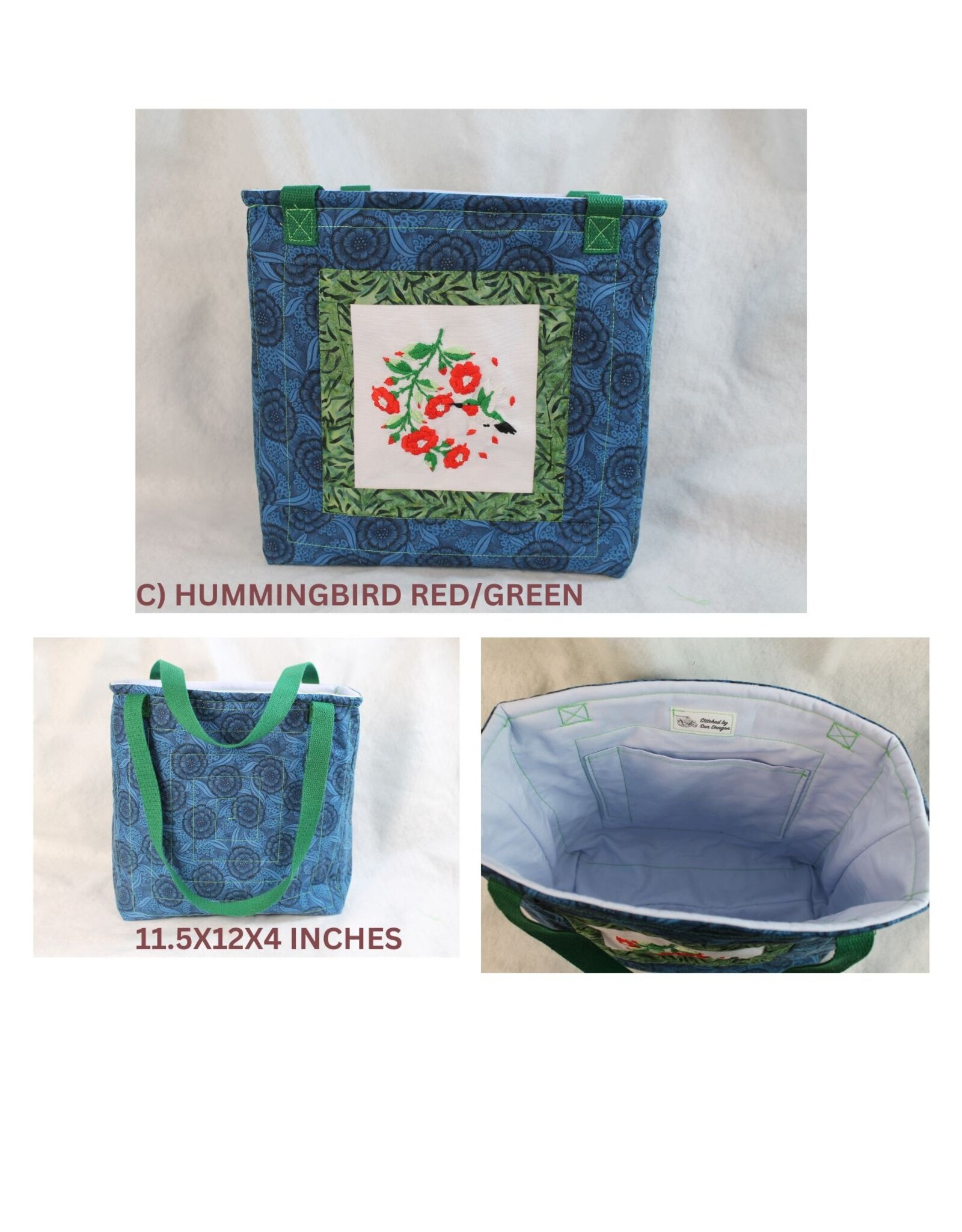 Stitched by Sun Dragon Stitched by Sun Dragon Medium Tote Bag