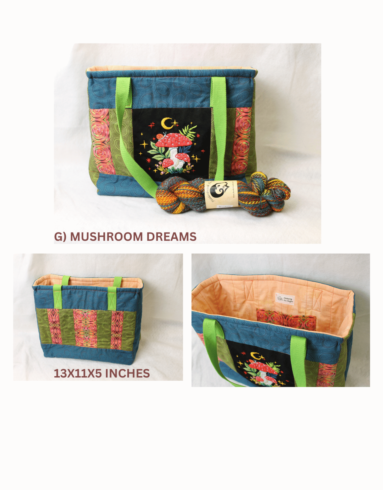 Stitched by Sun Dragon Stitched by Sun Dragon Medium Tote Bag
