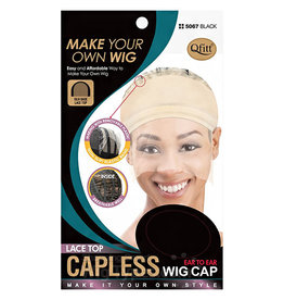 Qfitt Make Your Own Wig Capless Frontal Lace Top Wig Cap #5067 Blk