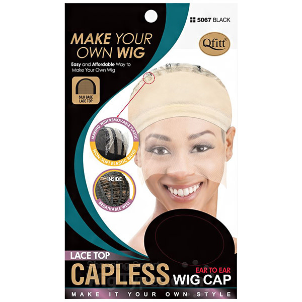 Qfitt Make Your Own Wig Capless Frontal Lace Top Wig Cap 5067 Blk