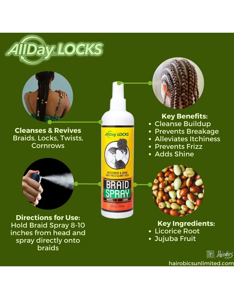 AllDay Locks Braid Spray | Alleviates Itchy & Dry Scalp 12oz