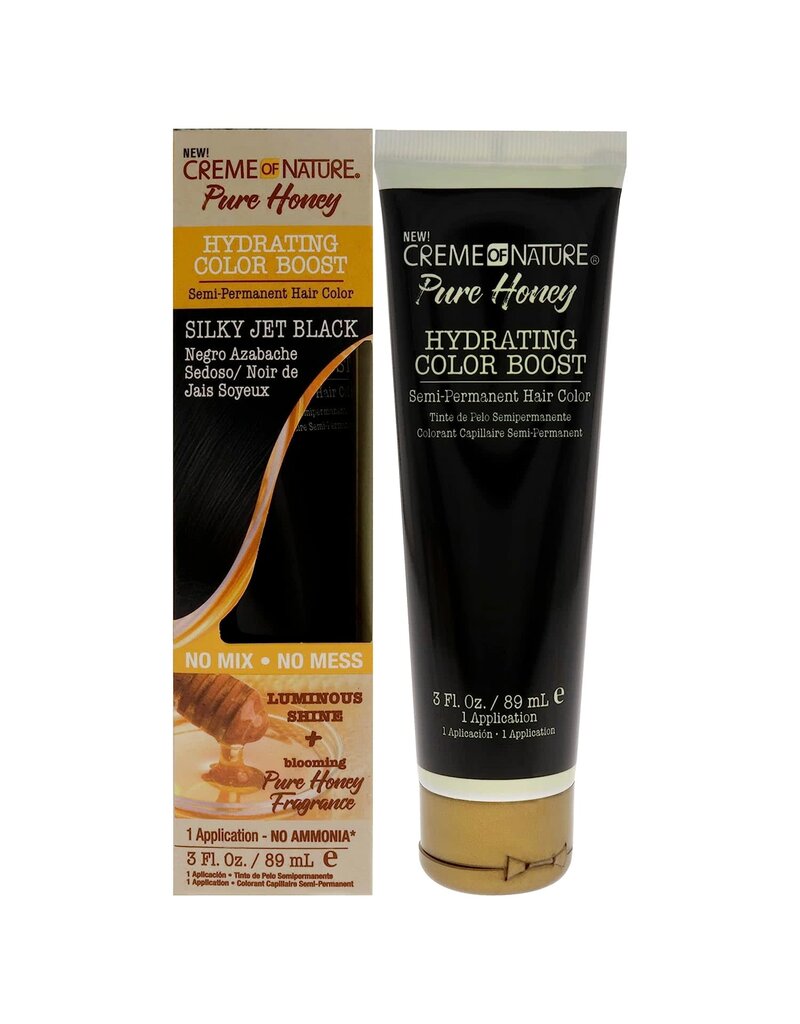 Creme Of Nature CON Pure Honey Hydrating Color Boost Silky Jet Black 3 oz