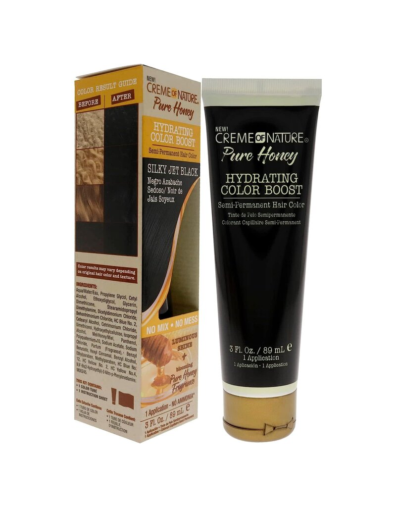 Creme Of Nature CON Pure Honey Hydrating Color Boost Silky Jet Black 3 oz
