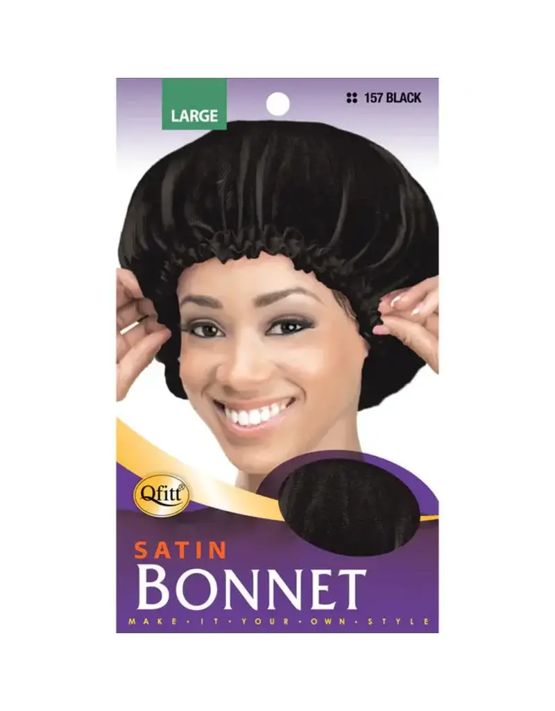 Qfitt Qfitt Large Black Satin Bonnet #157 BLK