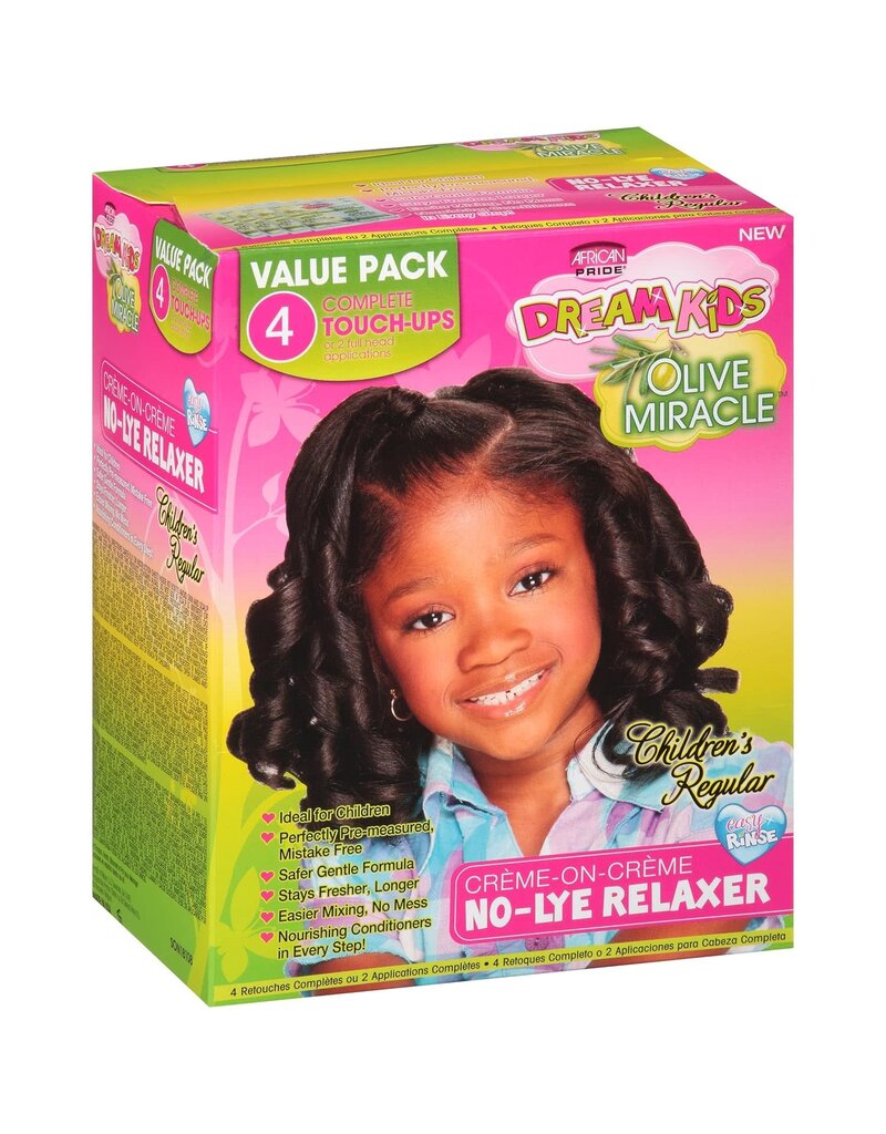 African Pride African Pride Dream Kids Olive Miracle (4) Touch-Up Relaxer Kit, Regular