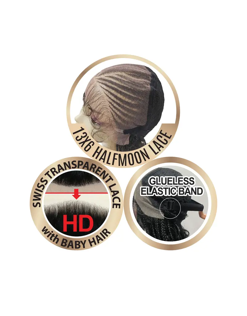 LHD-5601 13x6 Halfmoon Box Braid Boho 36"