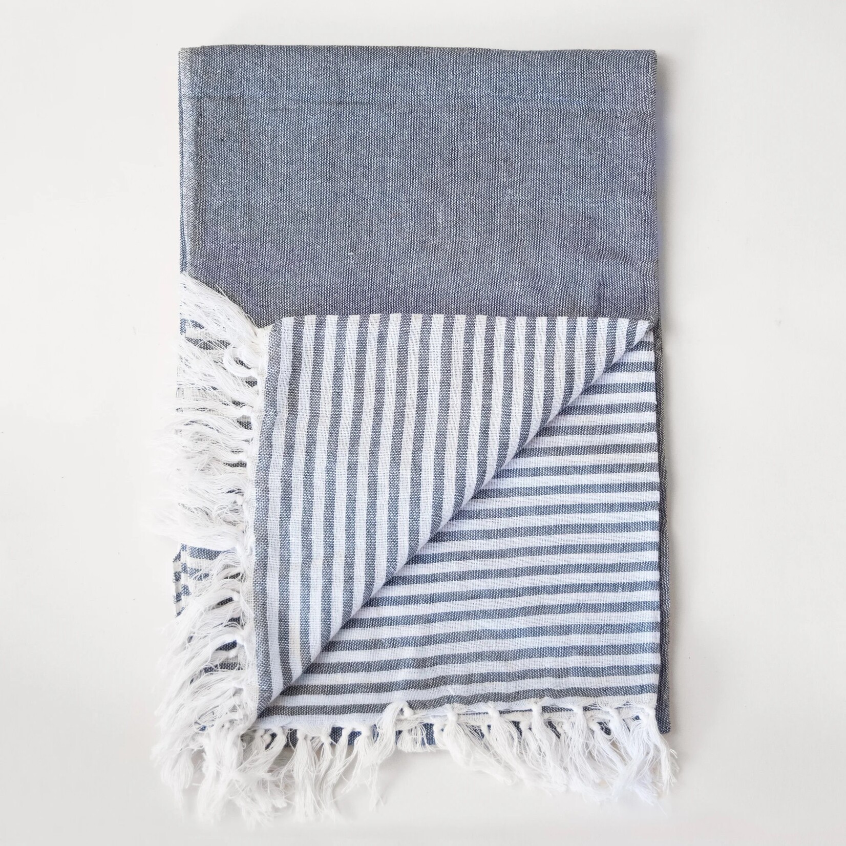 Reversible Charcoal Striped Throw, 60 X 48"