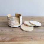 Carved Wood Coaster Set