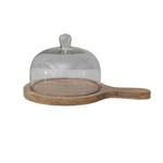 Mango Wood Serving Board w/ Glass  Cloche