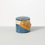 English Blue Timber Pillar Candle, 3"