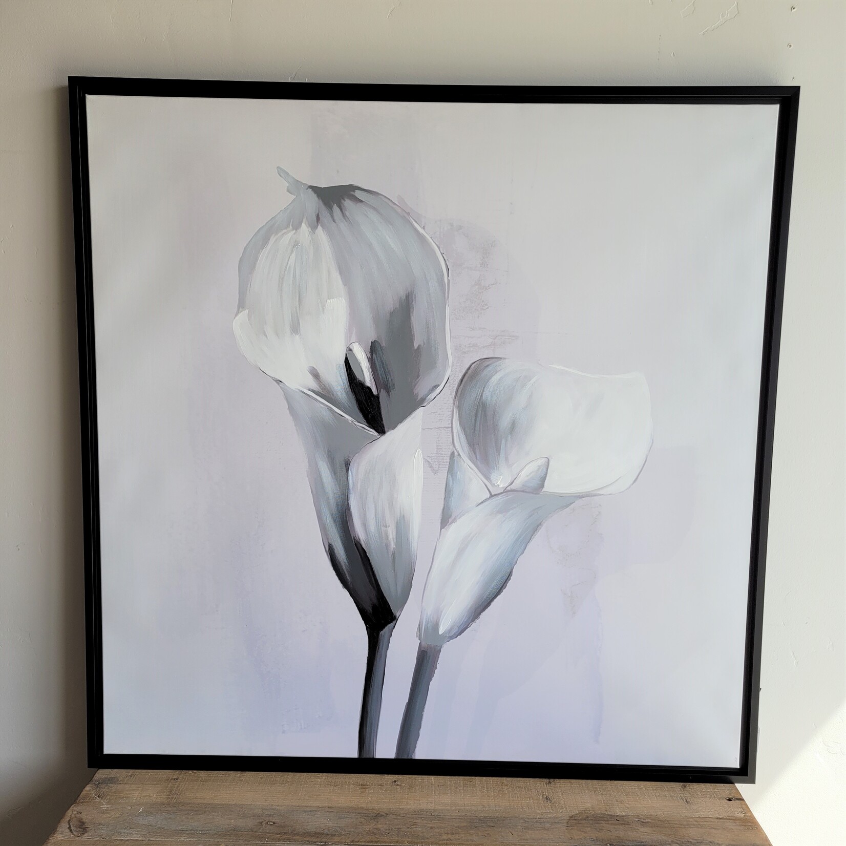 White Shaded Tulip Framed Canvas Art,  37" X 37"