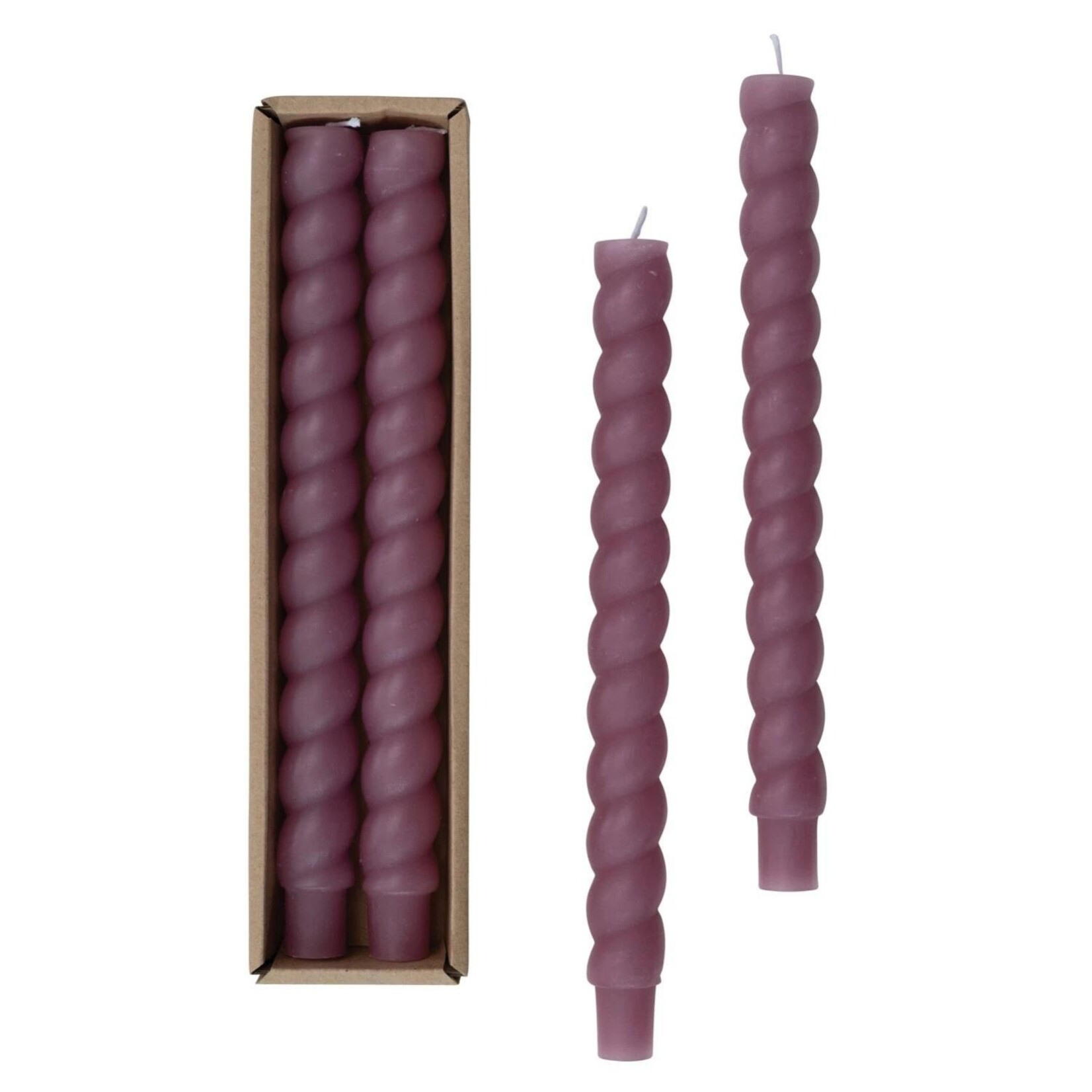 Twisted Taper Candles, Set of 2 - Pinot