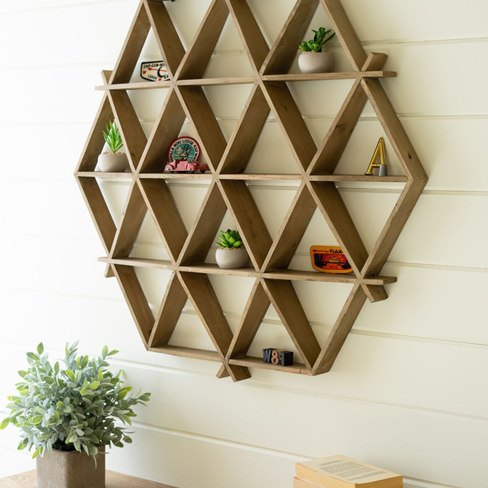 Crisscross Hexagon Wall Shelf