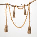 Wood & Amber Glass Bead Garland, 24"