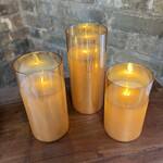 Rechargeable Glass Pillar Candles Set w/ Charging Station