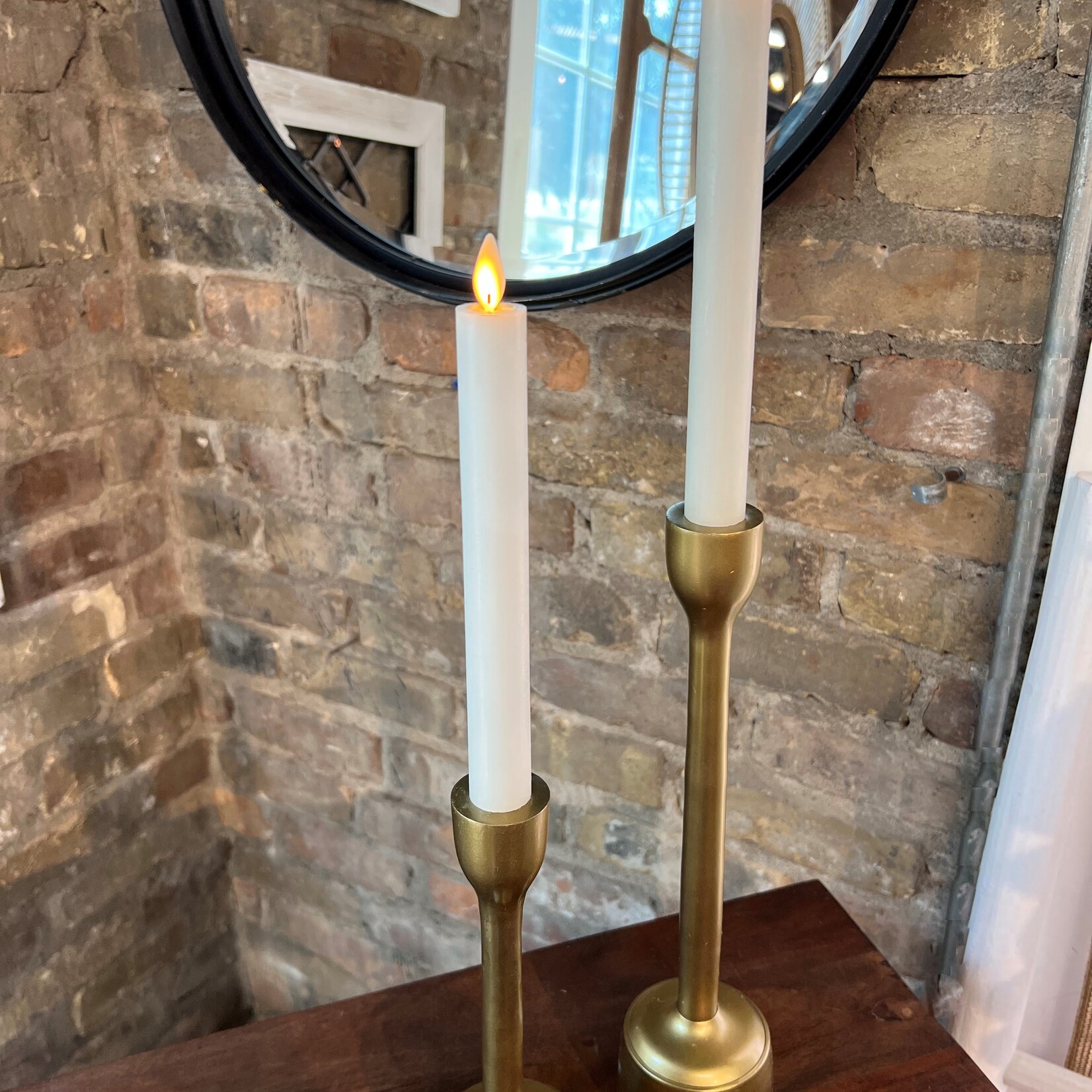 Antique Brass Finish Taper Candle Holder, 10"