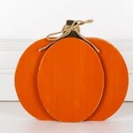 Chunky Orange Wood Pumpkin, 6.5 x 7"