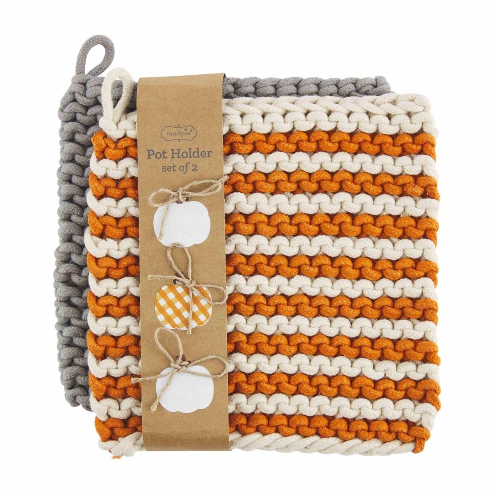 Orange Crochet Potholder Set