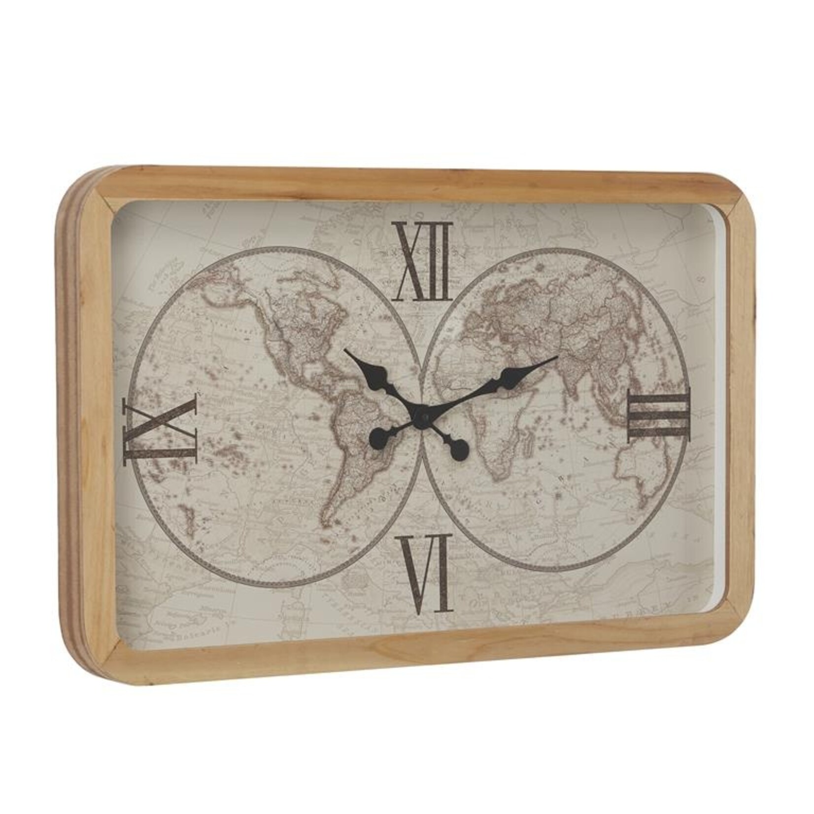 World Map Wall Clock, 20 x  31"