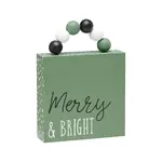 Merry & Bright Sign w/ Bead Handle