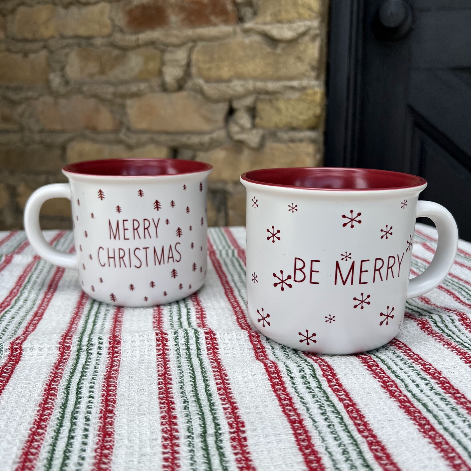 Red & White Christmas Mugs, Assorted