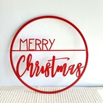 Red Tin "Merry Christmas" Sign, 16"