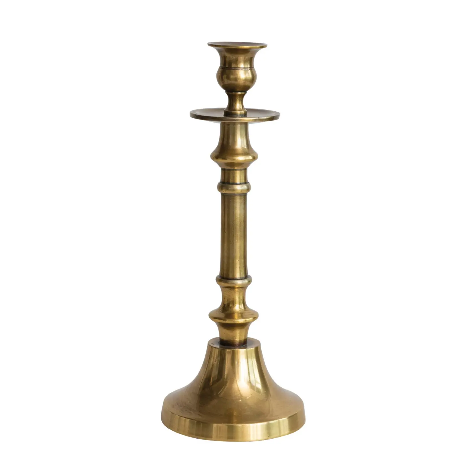Antique Brass Finish Taper Candle Holder, 11"