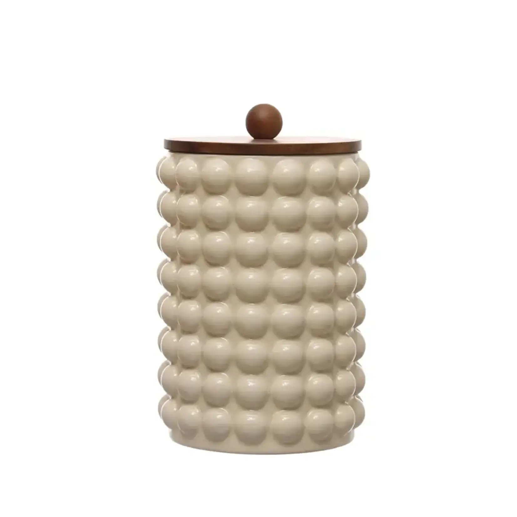 Raised Dots Canister w/ Acacia Wood Lid, 10" x 7"