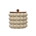 Raised Dots Canister w/ Acacia Wood Lid, 8 x 8"
