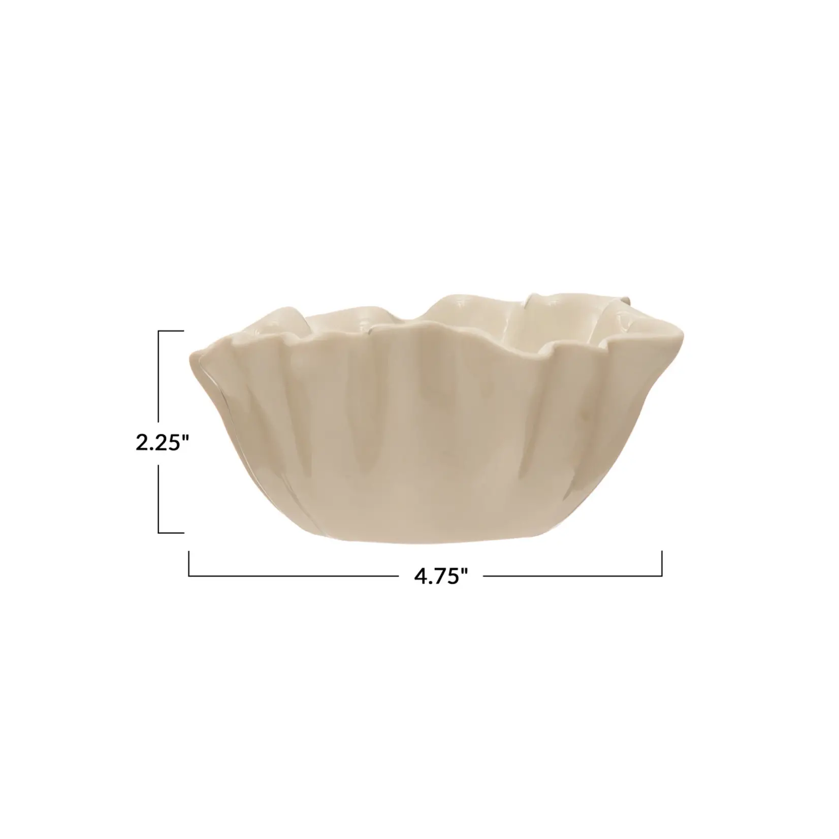 White Stoneware Fluted Bowl, 5"