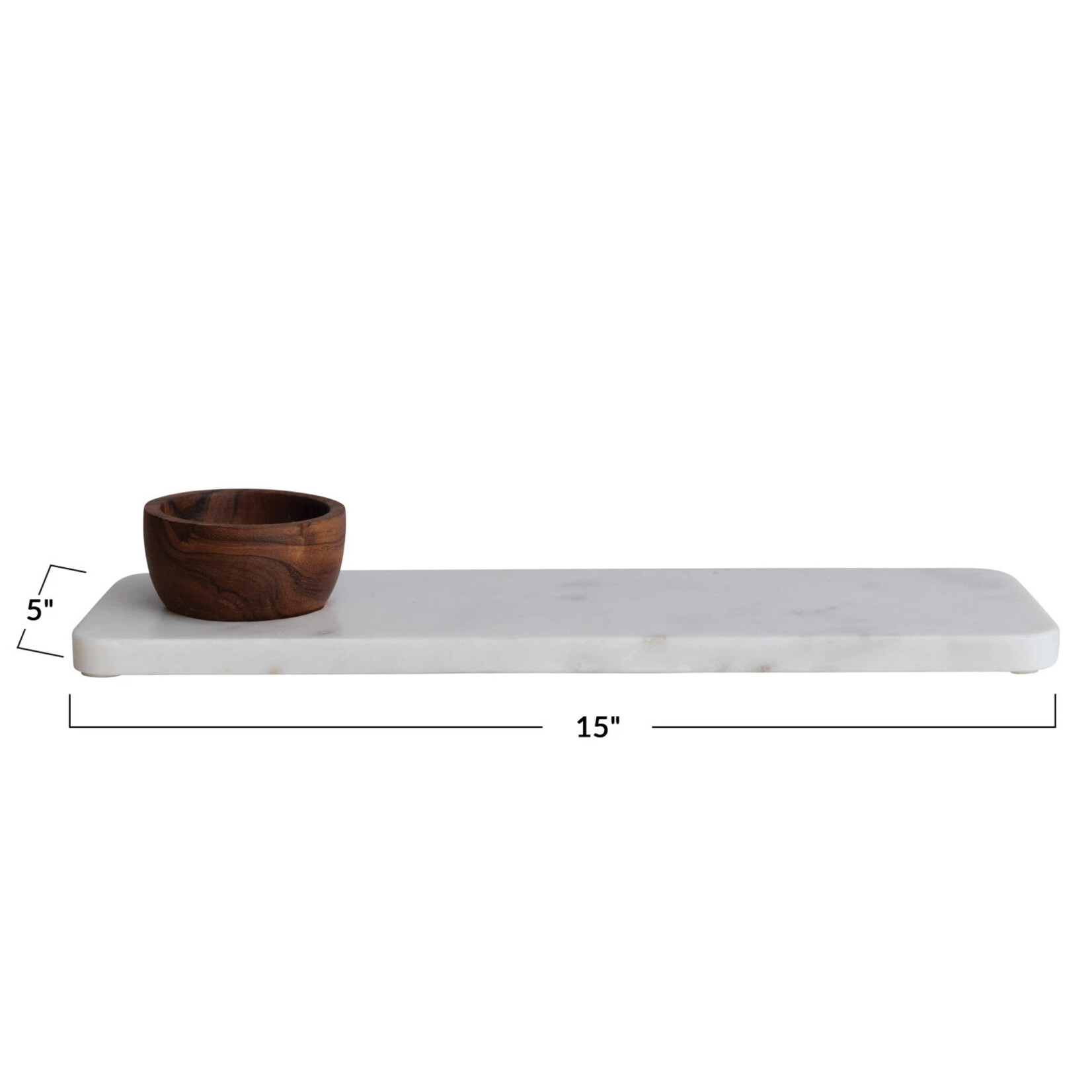 Marble Serving Board w/ Acacia Wood Bowl