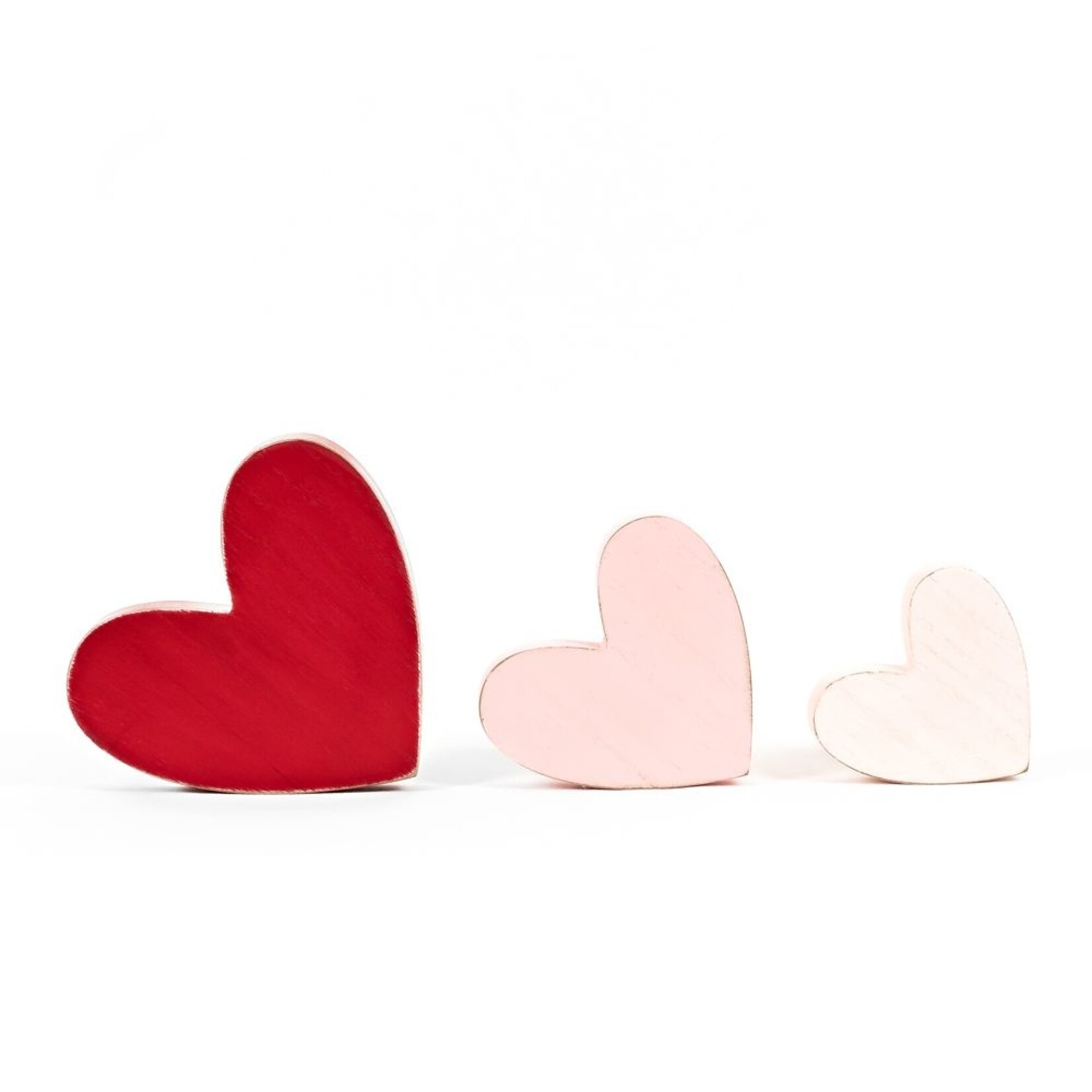 Valentine 2024 Red, Pink & White Wood Hearts, Set of 3