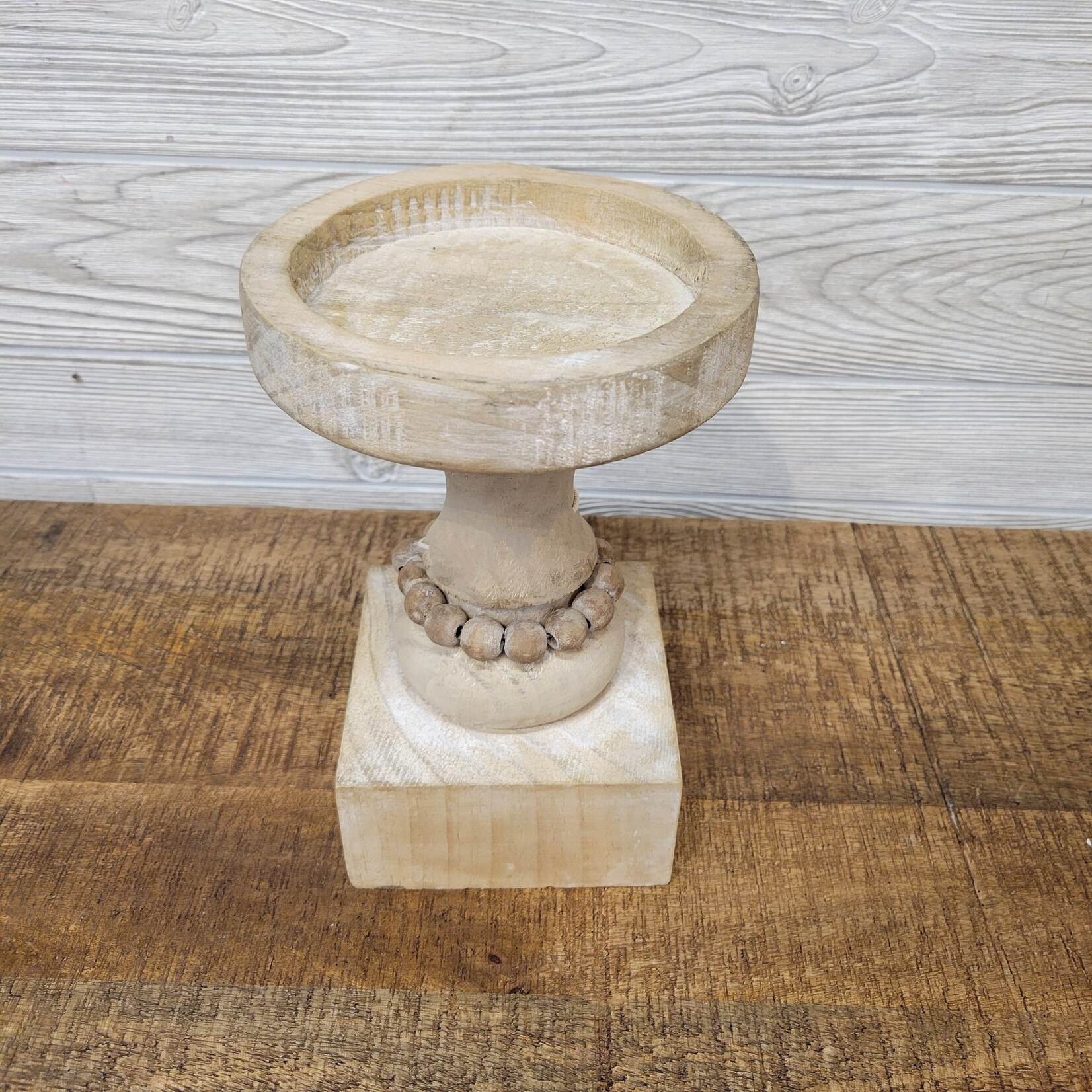 Wooden Beaded Candle Holder