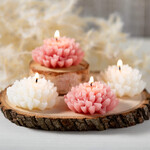 Pink & White Flower Candles, Set of 4