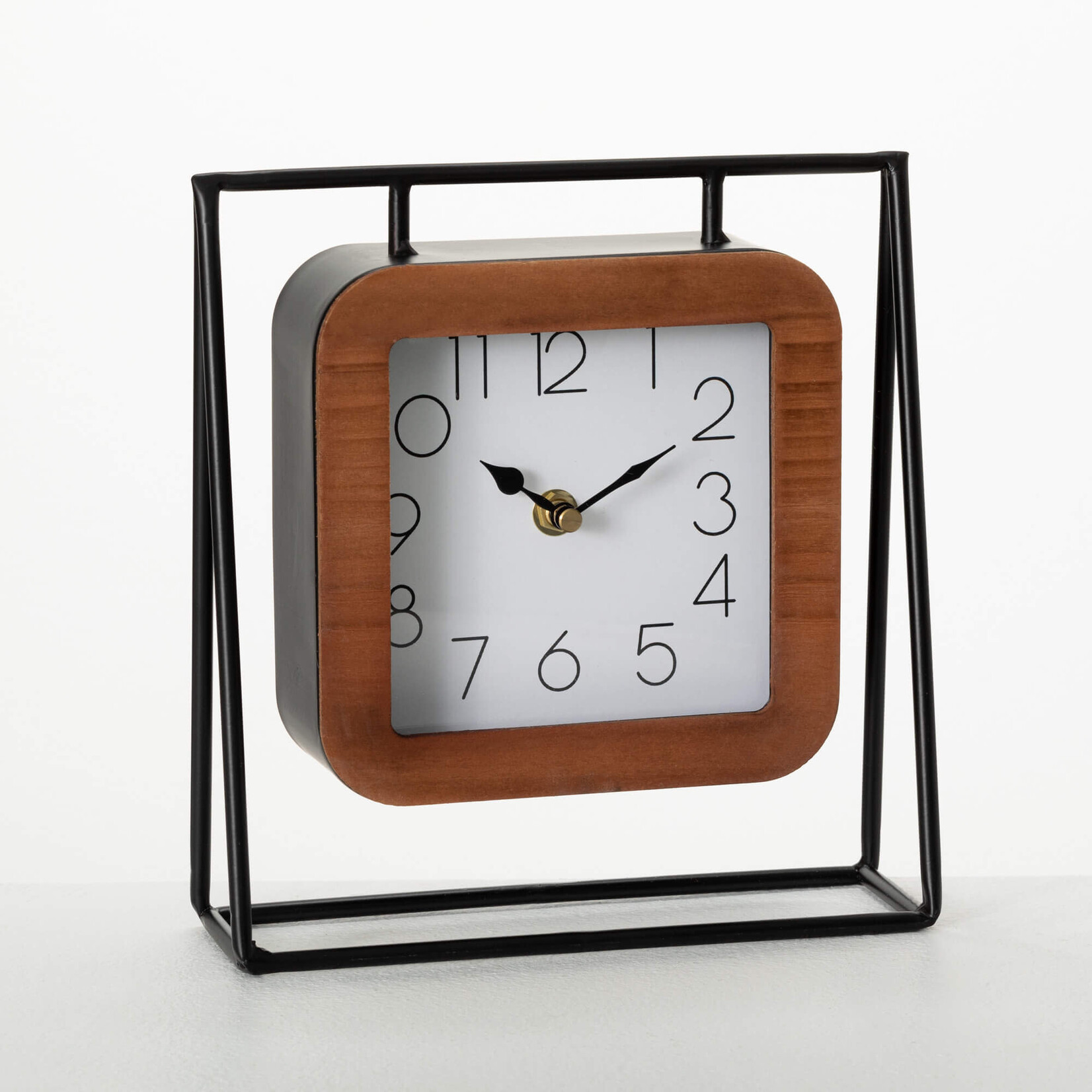 Wood & Metal Hanging Clock, 9" x 8"