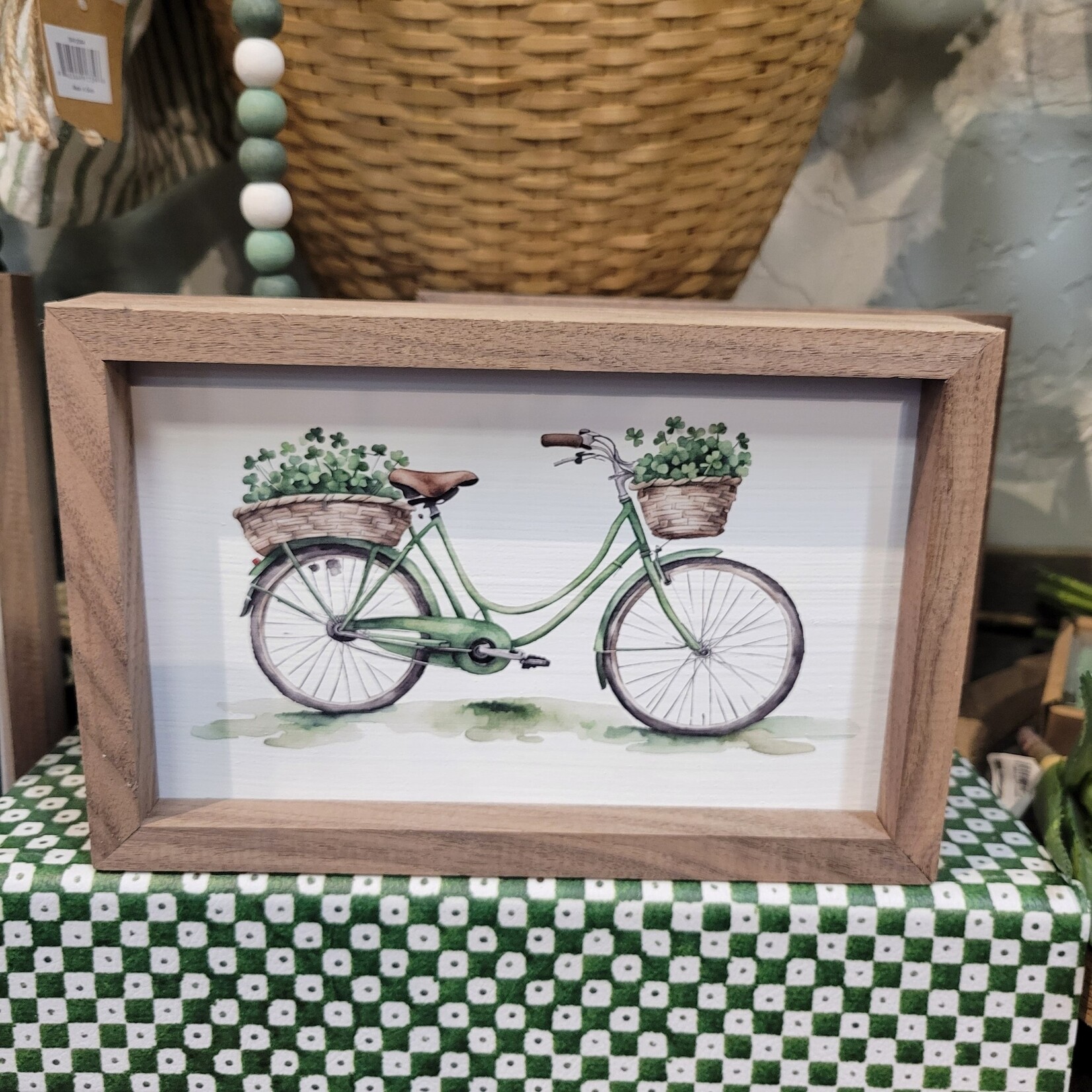 Green Bike w/ Clover,  8x5