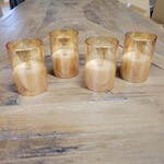 Set of 4 Votive Candles With Charger - Amber