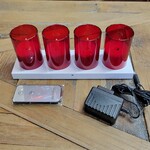 Set of 4 Votive Candles With Charger - Red