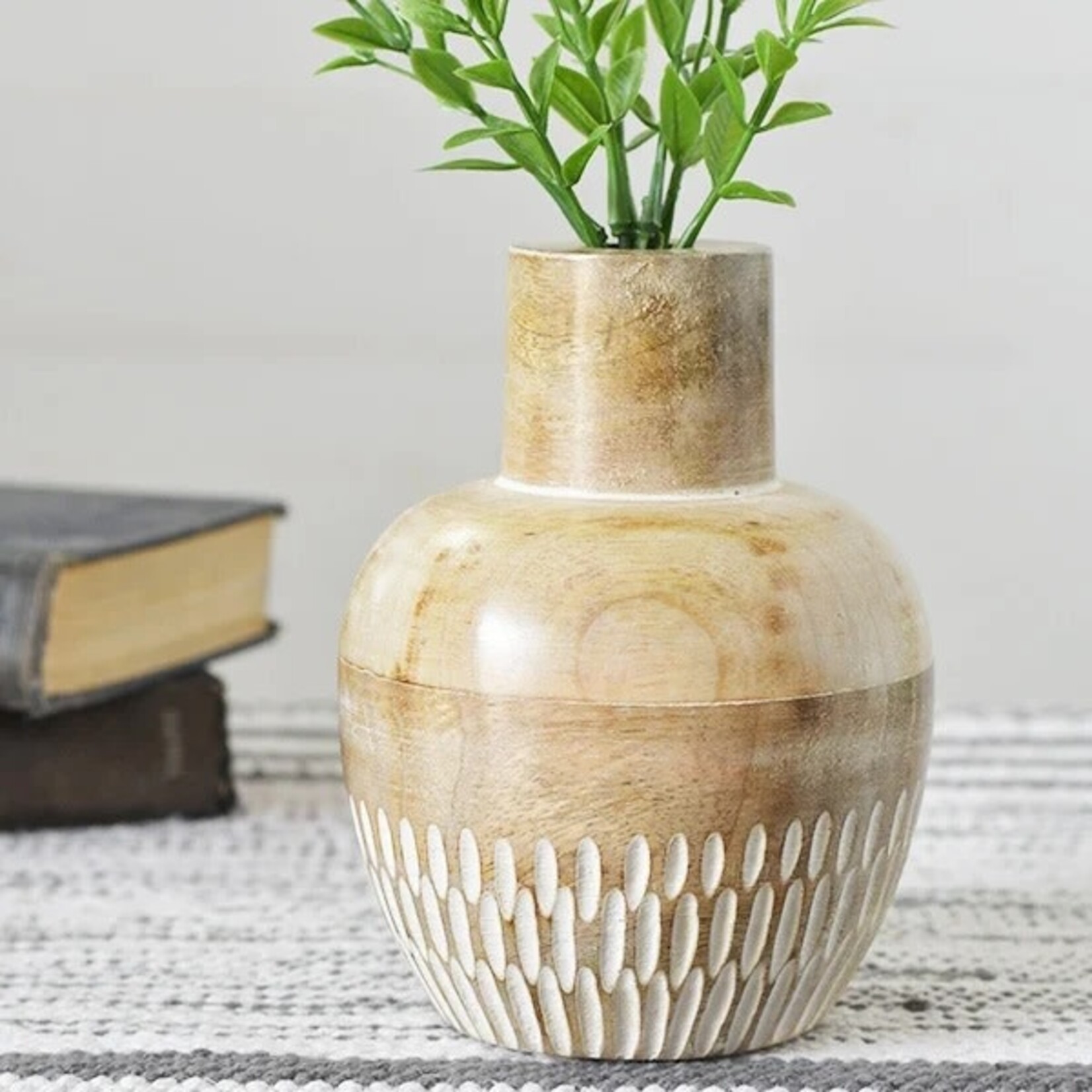 Carved Wood Bud Vase, 6"