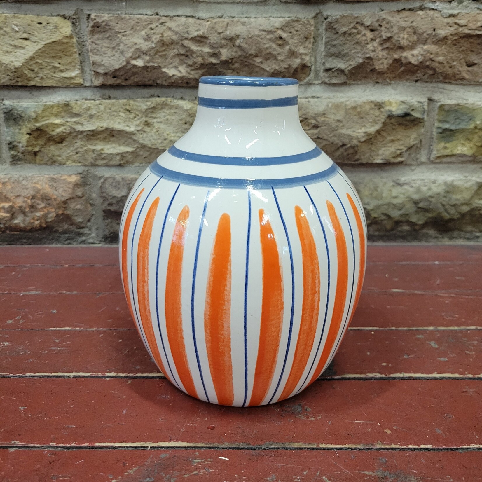 Striped Orange Vase, 6.5"