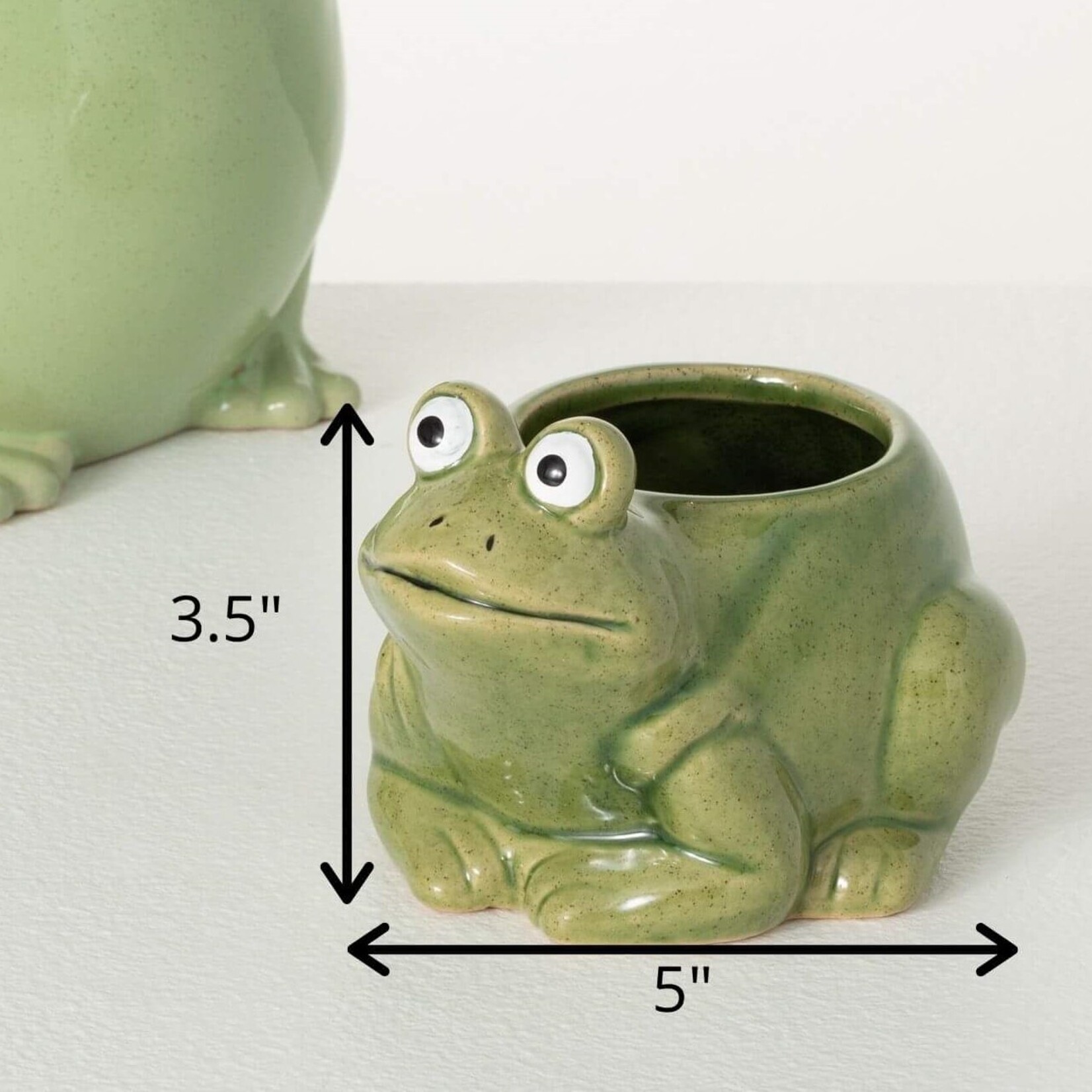 Dark Green Frog Planter, 3.5"