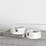 Black & White Ceramic Pet Dishes, Set Of 2