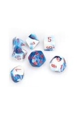 Chessex Astral Blue-White/red Gemini Poly 7 dice set