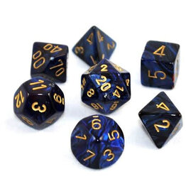 Chessex Black-Blue w/gold Gemini Poly 7 dice set