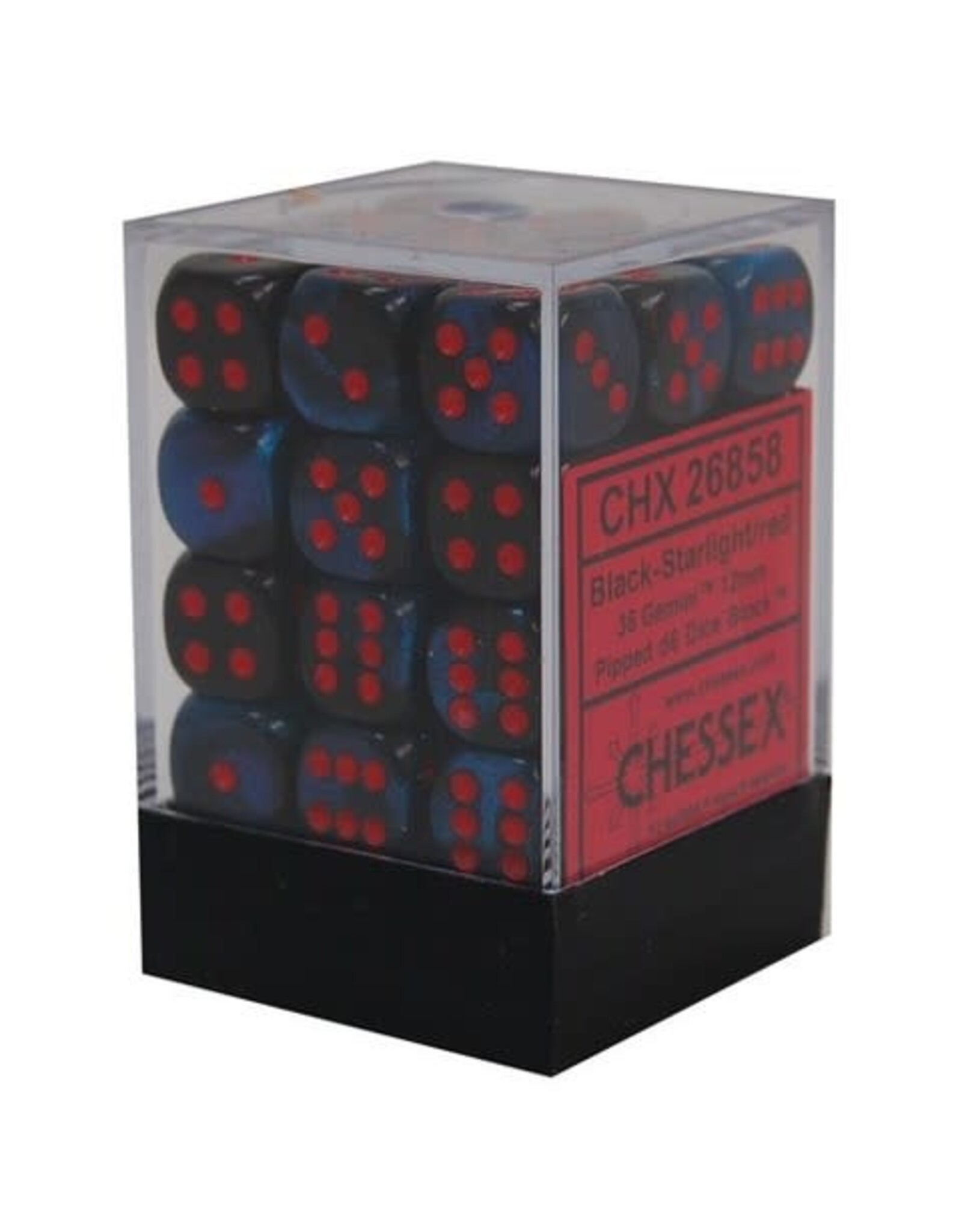 Chessex Black-Starlight/red Gemini 12mm d6 dice set