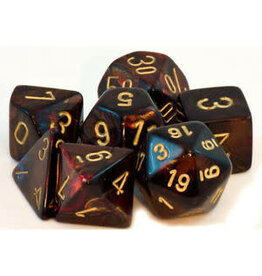 Chessex Blue Blood /gold Scarab Poly 7 dice set