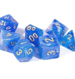 Chessex Blue w/gold Vortex Poly 7 dice set