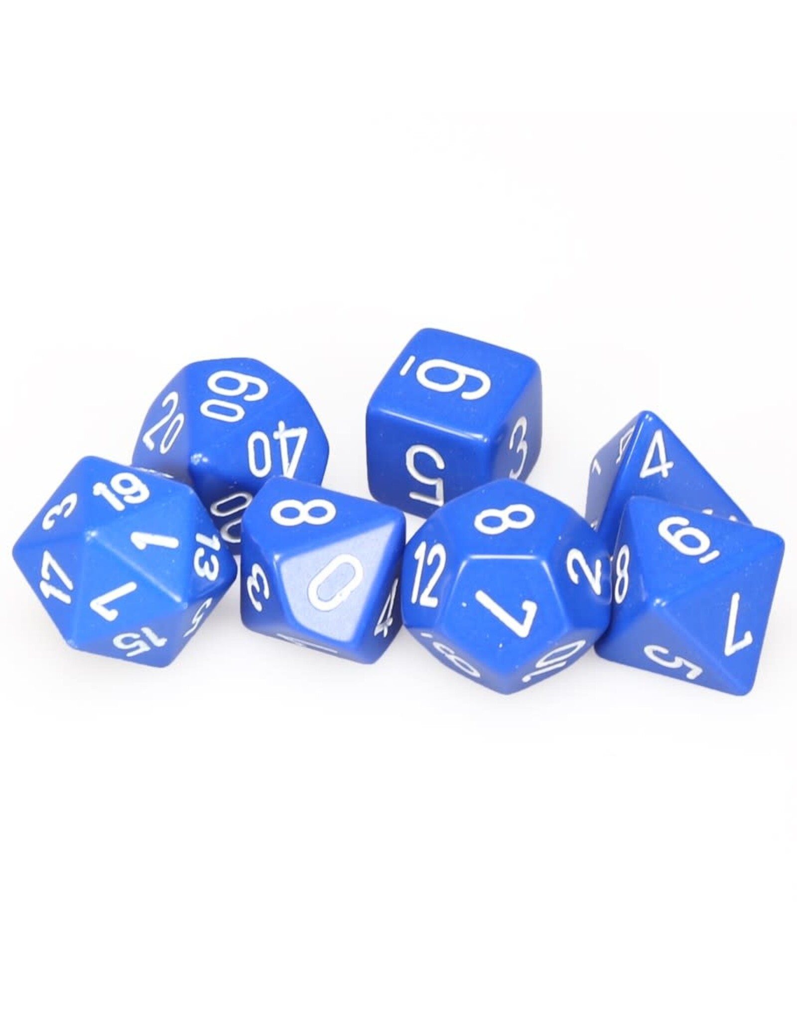 Chessex Blue w/white Opaque Poly 7 dice set